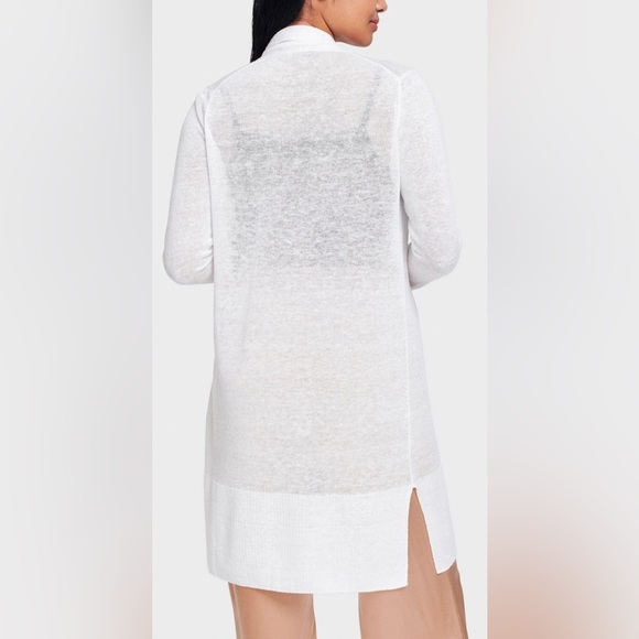 NWT White + Warren Long Open Cardigan White Size Medium - Picture 3 of 9